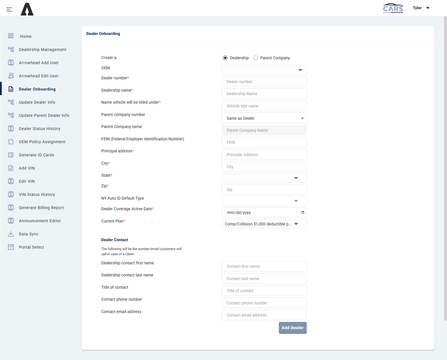 SLP Dealer Onboarding